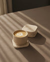 KOZA - Handcrafted Turkish Beige Travertine Square Coasters - Set of 4 - 3.9 x 3.9 in