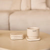 KOZA - Handcrafted Turkish Beige Travertine Square Coasters - Set of 4 - 3.9 x 3.9 in
