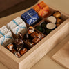 ORDO - Handcrafted Turkish Beige Travertine Organizer Box with Bamboo Grid - 12.8 x 6.9 in
