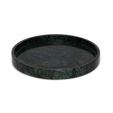 VARRO - Handcrafted Indian Green Marble Round Tray - Ø11.8 in
