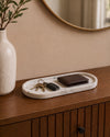 ARC - Handcrafted Italian Carrara White Marble Oval Tray - 11.8 x 5.9 in