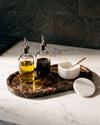 ARC - Handcrafted Spanish Dark Emperador Marble Oval Tray - 11.8 x 5.9 in