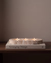 DUNE - Handcrafted Turkish Beige Travertine Tealight Holder Set - 10.6 x 4.1 in
