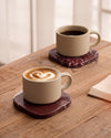 KOZA - Handcrafted Turkish Rosa Levanto Marble Square Coasters - Set of 4 - 3.9 x 3.9 in