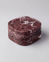 KOZA - Handcrafted Turkish Rosa Levanto Marble Square Coasters - Set of 4 - 3.9 x 3.9 in