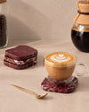 KOZA - Handcrafted Turkish Rosa Levanto Marble Square Coasters - Set of 4 - 3.9 x 3.9 in