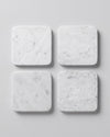 KOZA - Handcrafted Italian Carrara White Marble Square Coasters - Set of 4 - 3.9 x 3.9 in