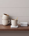 KOZA - Handcrafted Italian Carrara White Marble Square Coasters - Set of 4 - 3.9 x 3.9 in