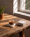 KOZA - Handcrafted Italian Carrara White Marble Square Coasters - Set of 4 - 3.9 x 3.9 in