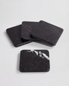 KOZA - Handcrafted Chinese Nero Marquina Marble Square Coasters - Set of 4 - 3.9 x 3.9 in