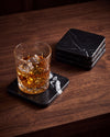 KOZA - Handcrafted Chinese Nero Marquina Marble Square Coasters - Set of 4 - 3.9 x 3.9 in