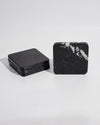KOZA - Handcrafted Chinese Nero Marquina Marble Square Coasters - Set of 4 - 3.9 x 3.9 in
