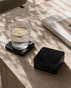 KOZA - Handcrafted Chinese Nero Marquina Marble Square Coasters - Set of 4 - 3.9 x 3.9 in