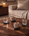 KOZA - Handcrafted Chinese Nero Marquina Marble Square Coasters - Set of 4 - 3.9 x 3.9 in