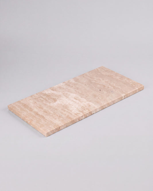 LOMA - Handcrafted Turkish Beige Travertine Rectangular Platter L - 15.7 x 7.9 in