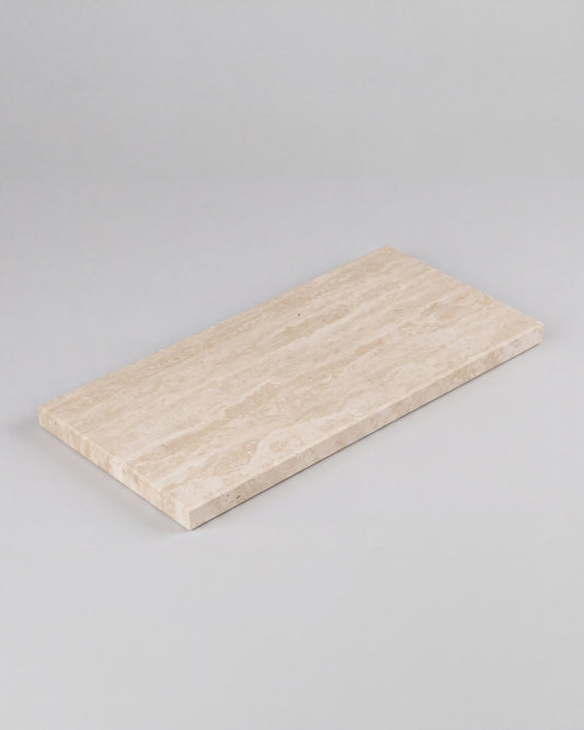 LOMA - Handcrafted Turkish Beige Travertine Rectangular Platter M - 11.8 x 5.9 in