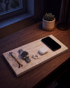 LOMA - Handcrafted Turkish Beige Travertine Rectangular Platter M - 11.8 x 5.9 in