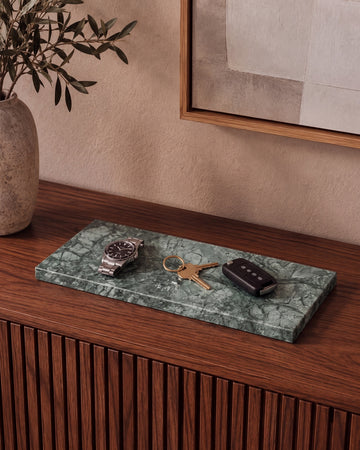 LOMA - Handcrafted Indian Green Marble Rectangular Platter S - 9.8 x 3.9 in