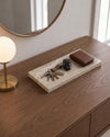 LOMA - Handcrafted Turkish Beige Travertine Rectangular Platter S - 9.8 x 3.9 in