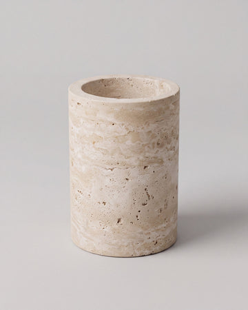MILO - Handcrafted Turkish Beige Travertine Wine Cooler - Ø4.7 x 7.1 in