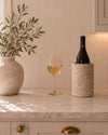 MILO - Handcrafted Turkish Beige Travertine Wine Cooler - Ø4.7 x 7.1 in