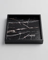 MEZA - Handcrafted Chinese Nero Marquina Marble Square Tray - 11.8 x 11.8 in