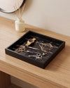 MEZA - Handcrafted Chinese Nero Marquina Marble Square Tray - 11.8 x 11.8 in
