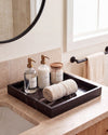 MEZA - Handcrafted Chinese Nero Marquina Marble Square Tray - 11.8 x 11.8 in
