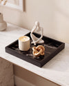 MEZA - Handcrafted Chinese Nero Marquina Marble Square Tray - 11.8 x 11.8 in