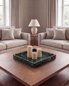 MEZA - Handcrafted Indian Green Marble Square Tray - 11.8 x 11.8 in