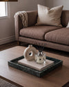 MEZA - Handcrafted Indian Green Marble Square Tray - 11.8 x 11.8 in