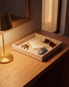 MEZA - Handcrafted Turkish Beige Travertine Square Tray - 11.8 x 11.8 in