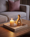 MEZA - Handcrafted Turkish Beige Travertine Square Tray - 11.8 x 11.8 in