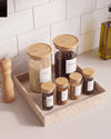 MEZA - Handcrafted Turkish Beige Travertine Square Tray - 11.8 x 11.8 in