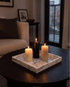 MEZA - Handcrafted Turkish Lilac Marble Square Tray - 11.8 x 11.8 in