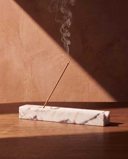 MOKU - Handcrafted Italian Calacatta Viola Marble Incense Holder - 9.8 x 1.2 in