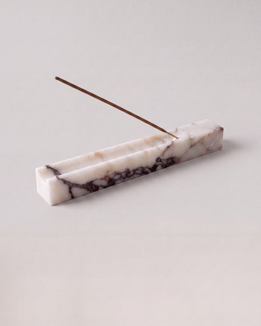 MOKU - Handcrafted Italian Calacatta Viola Marble Incense Holder - 9.8 x 1.2 in