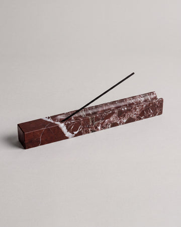 MOKU - Handcrafted Turkish Rosa Levanto Marble Incense Holder - 9.8 x 1.2 in