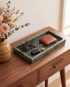NAMI - Handcrafted Indian Green Marble Rectangular Tray - 11.8 x 5.9 in