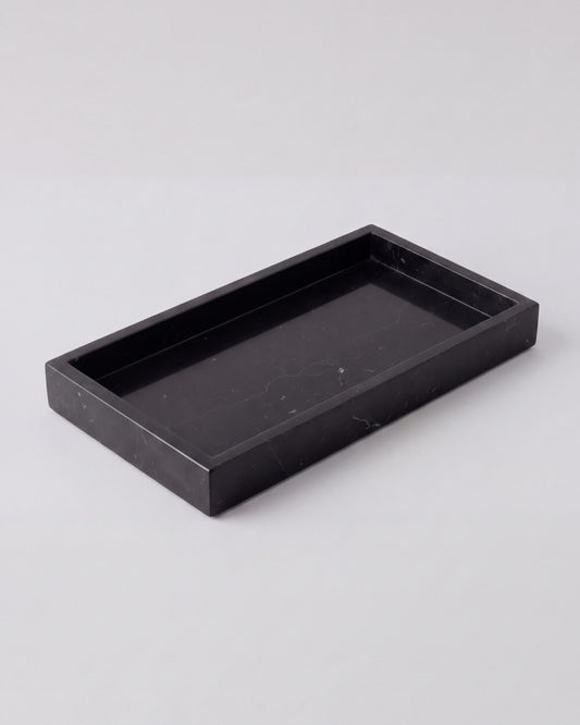 NAMI - Handcrafted Chinese Nero Marquina Marble Rectangular Tray - 11.8 x 5.9 in
