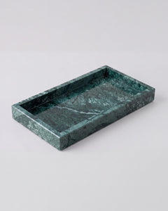 NAMI - Handcrafted Indian Green Marble Rectangular Tray - 11.8 x 5.9 in