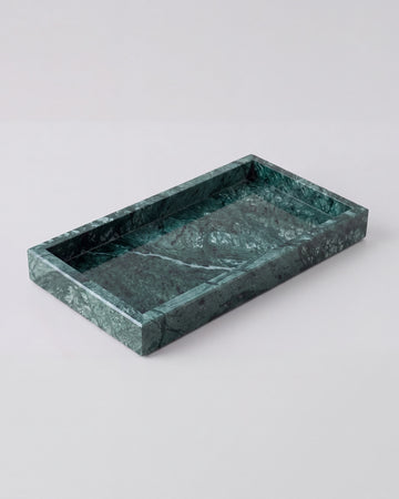 NAMI - Handcrafted Indian Green Marble Rectangular Tray - 11.8 x 5.9 in