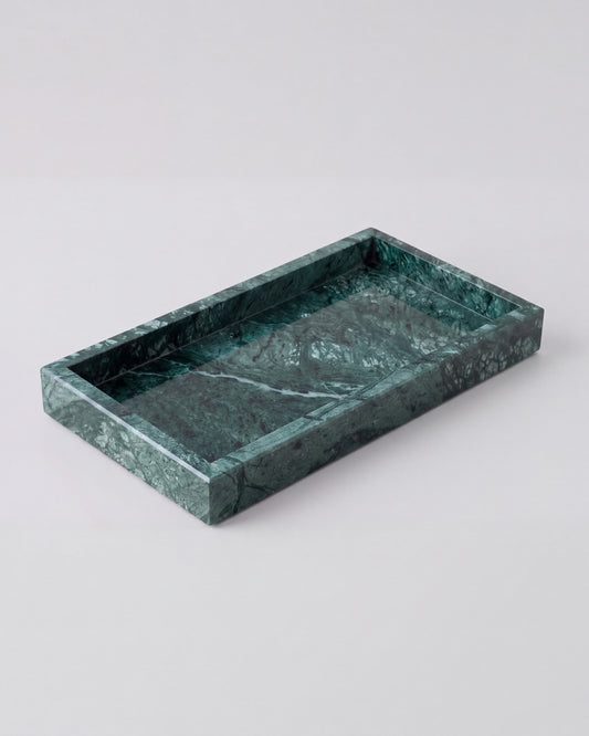 NAMI - Handcrafted Indian Green Marble Rectangular Tray - 11.8 x 5.9 in