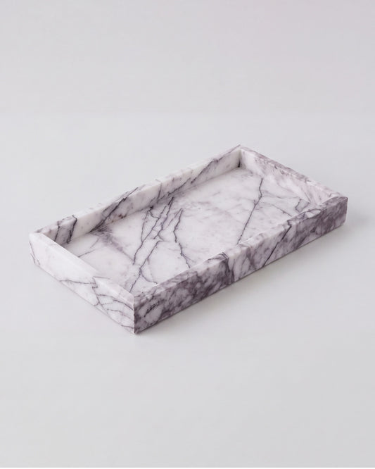 NAMI - Handcrafted Turkish Lilac Marble Rectangular Tray - 11.8 x 5.9 in