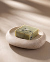 NURU - Handcrafted Turkish Sunny Beige Travertine Soap Tray - 4.7 x 3.3 in