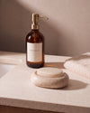 NURU - Handcrafted Turkish Sunny Beige Travertine Soap Tray - 4.7 x 3.3 in