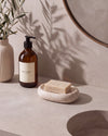 NURU - Handcrafted Turkish Sunny Beige Travertine Soap Tray - 4.7 x 3.3 in