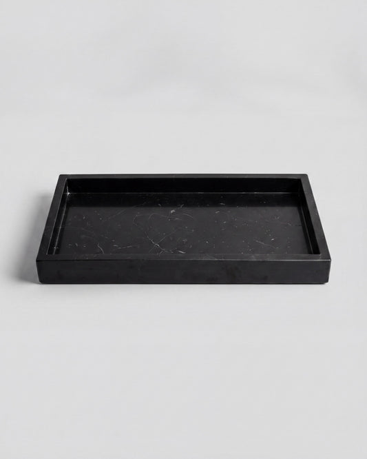 NAMI - Handcrafted Chinese Nero Marquina Marble Rectangular Tray - 11.8 x 5.9 in
