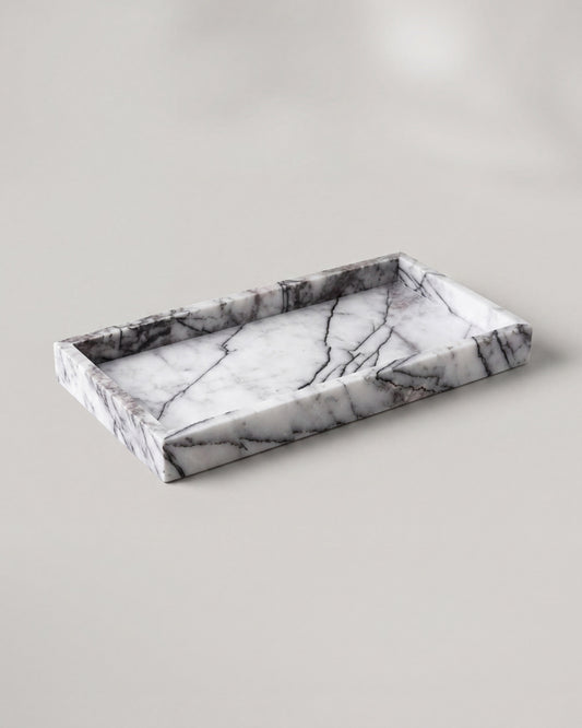 NAMI - Handcrafted Turkish Lilac Marble Rectangular Tray - 11.8 x 5.9 in
