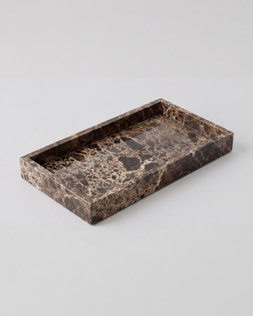 NAMI - Handcrafted Spanish Dark Emperador Marble Rectangular Tray - 11.8 x 5.9 in